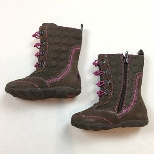 Stride Rite Girls Boots Brown Suede/Fabric